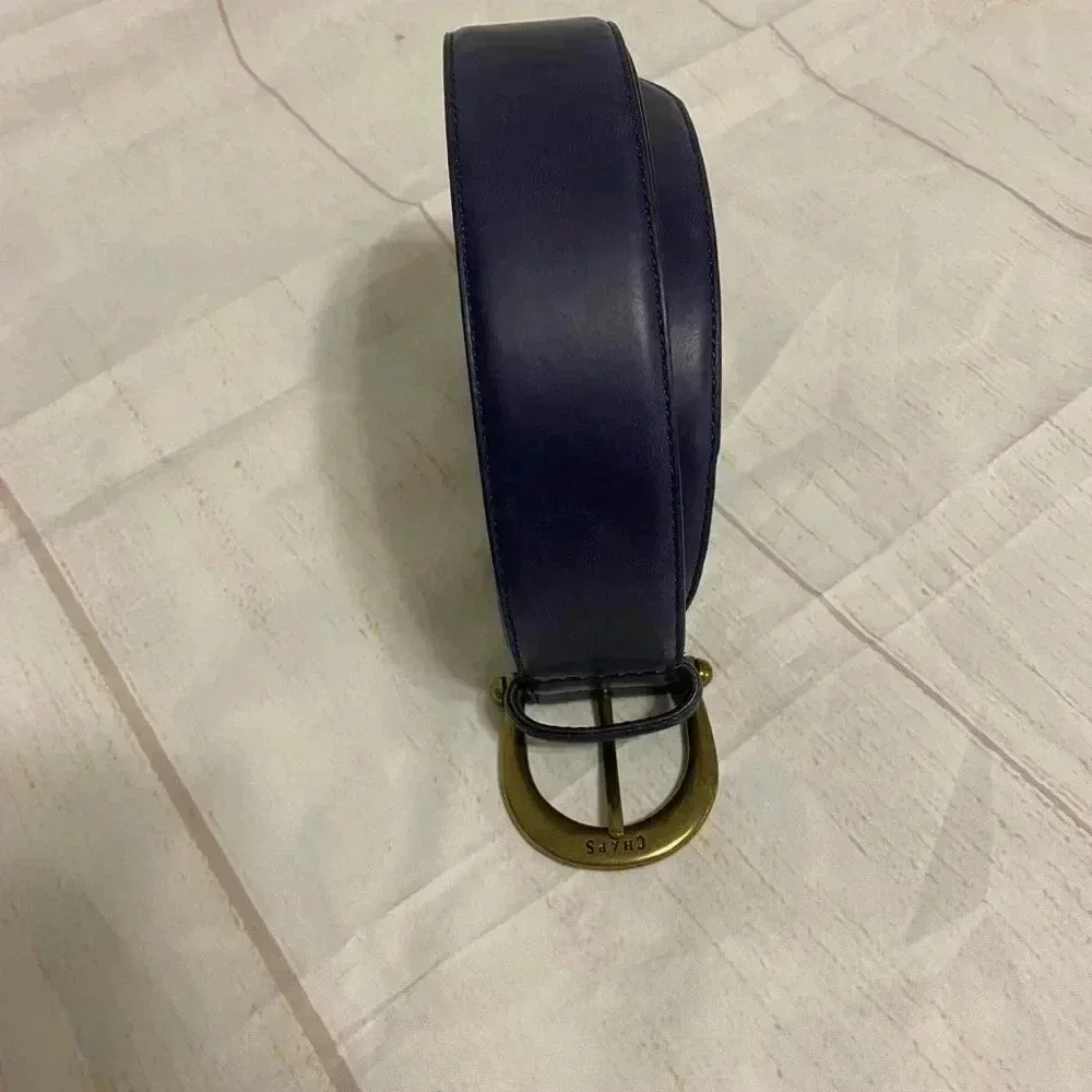 Men’s Navy Blue Smooth Faux Leather Belt Fits‎ Size 36-38